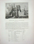 Original Old Antique Print 1774 Kirkstall Abbey Yorkshire England Sparrow 18th