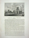 Original Old Antique Print 1774 Kirkstall Abbey Yorkshire England Architecture