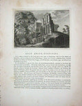 Original Old Antique Print 1772 Roch Abbey Yorkshire England Godfrey Engraving