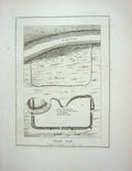 Original Old Antique Print 1776 Plan Burgh Castle Vallum Proetorian Gate Hooper