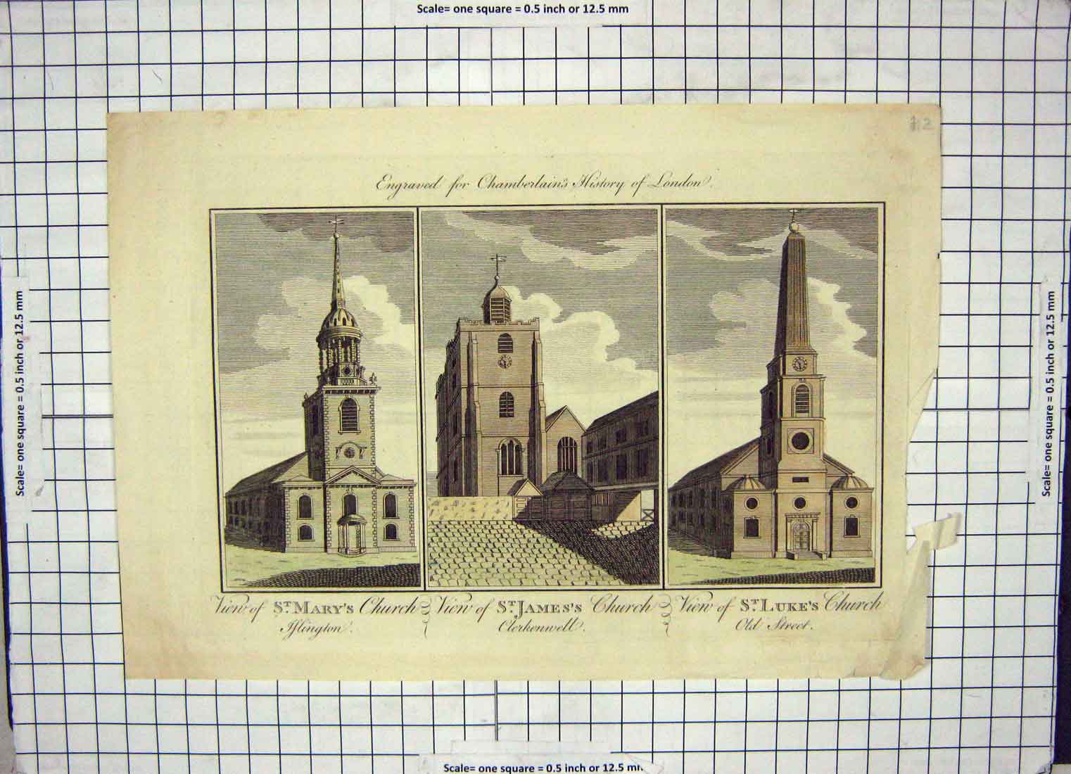 Old Antique Print View St. Mary'S Church James'S Luke'S Islington Street