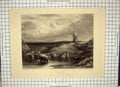 Antique Print Ref.936 View Windmill Cattle Mountains Trees Bentley Linnell