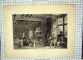 Original Old Antique Print 1846 Interior Peering House Essex Engraving Fairholt