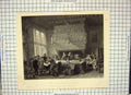 Original Old Antique Print Scene Council War Courtray Haghe Godfrey Engraving