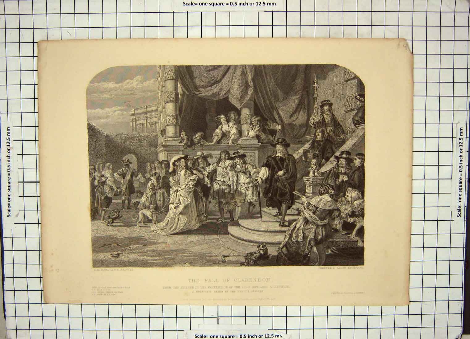 Original Old Antique Print Scene Fall Clarendon Vernon Gallery Bacon Ward