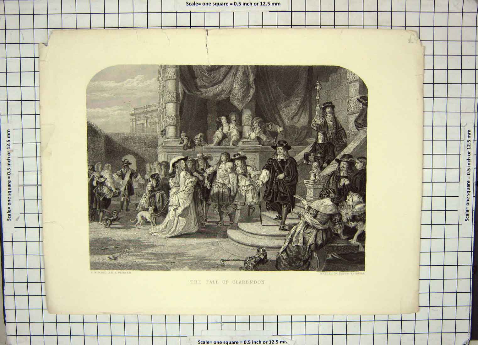 Old Antique Print Ref.940 Scene Fall Clarendon Vernon Gallery Bacon Ward