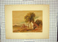 Original Old Antique Print Colour Housec Ountry Horse Cart Dewint Brooks