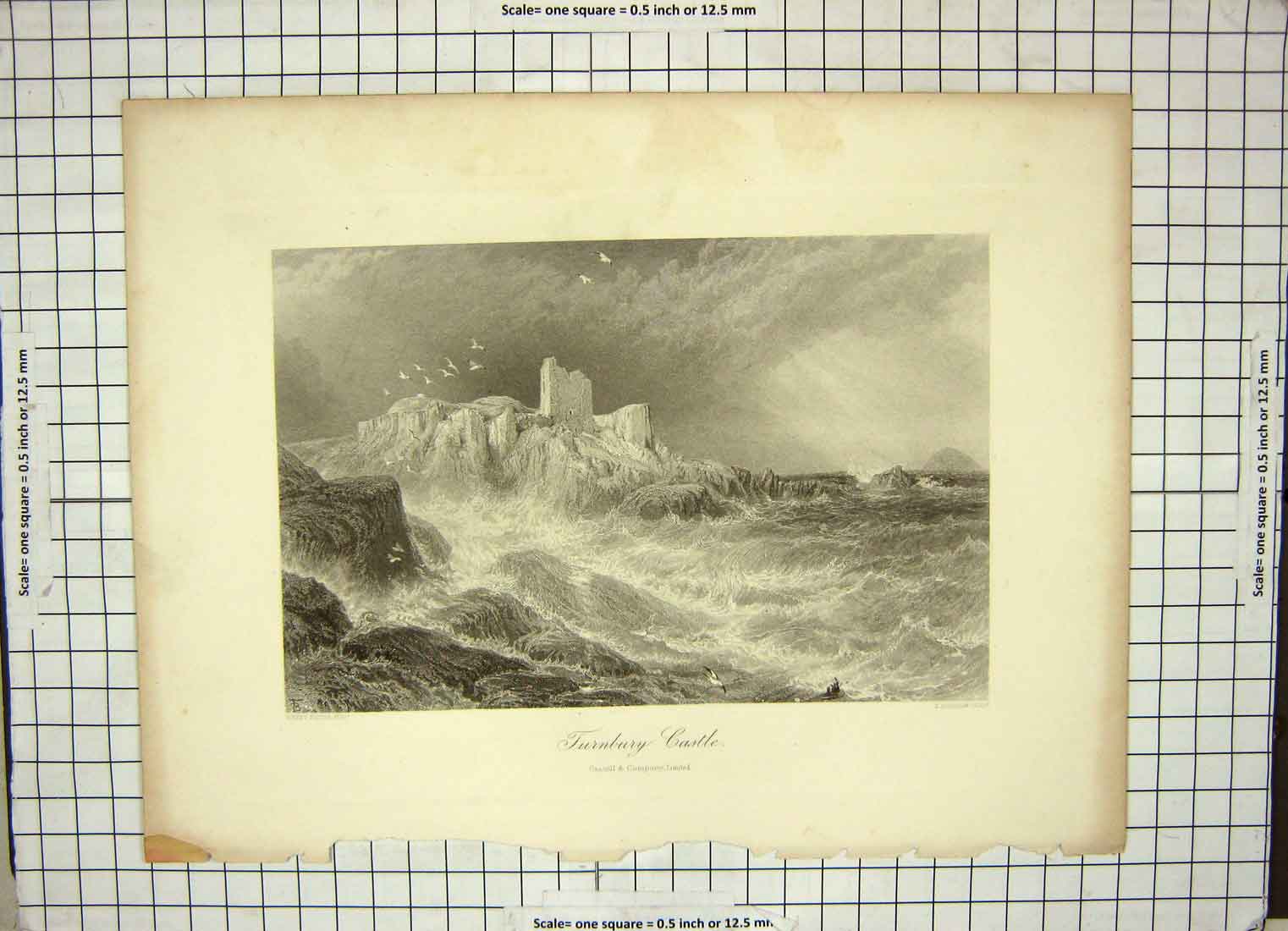 Original Old Antique Print Engraving Bradshaw Foster View Turnbury Castle