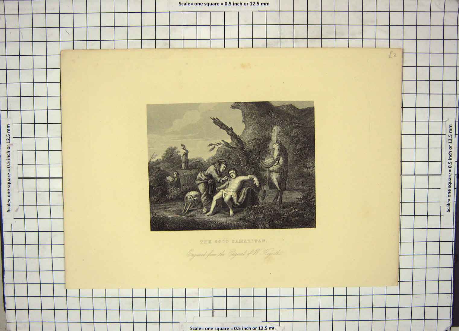 Original Old Antique Print Engraving Good Samaritan Injured Man Horse Hogarth