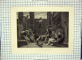 Original Old Antique Print Scene Job Friends Religion Bourne Poole Engraving