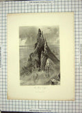 Original Old Antique Print View Bent Cliff Ireland Engraving Fenn 20th Century