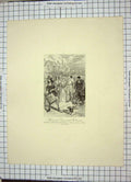 Original Old Antique Print Street Scene Stevenson Dyer Robinson Gallows Boston