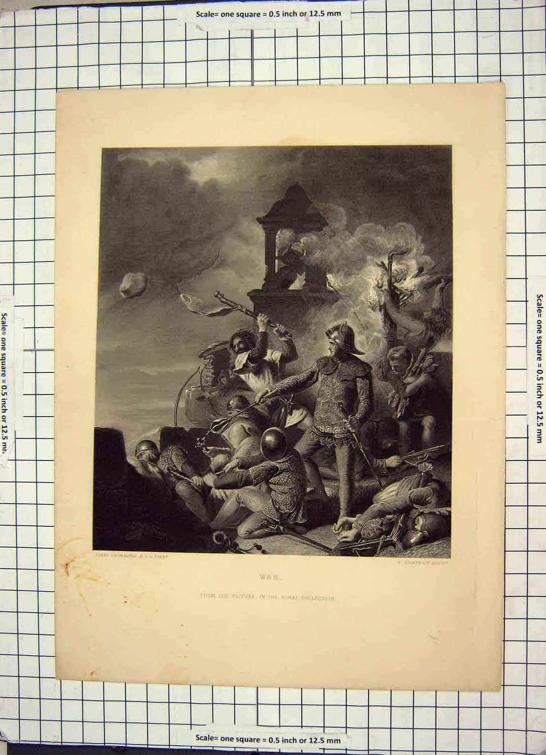 Original Old Antique Print War Battle Scene Men Armour Engraving Lightfoot