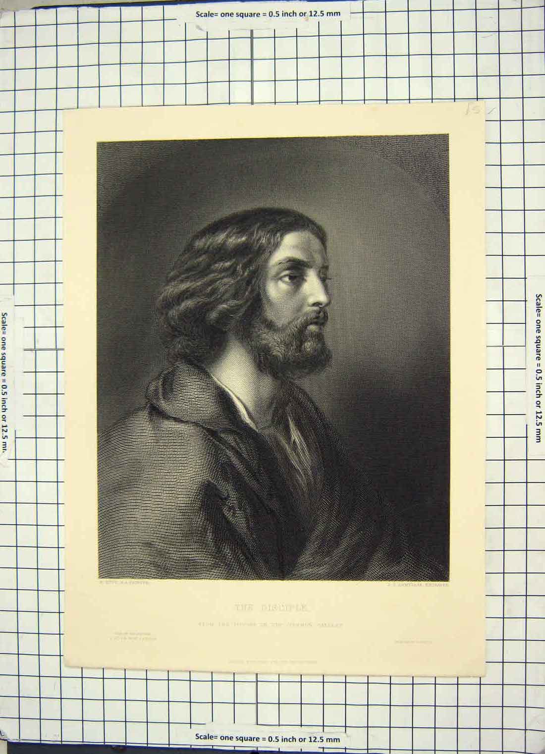 Original Old Antique Print Portrait Disciple Holy Man Armytage Engraving