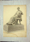 Original Old Antique Print Statue Napoleon Mater Engraving Mote Roffe