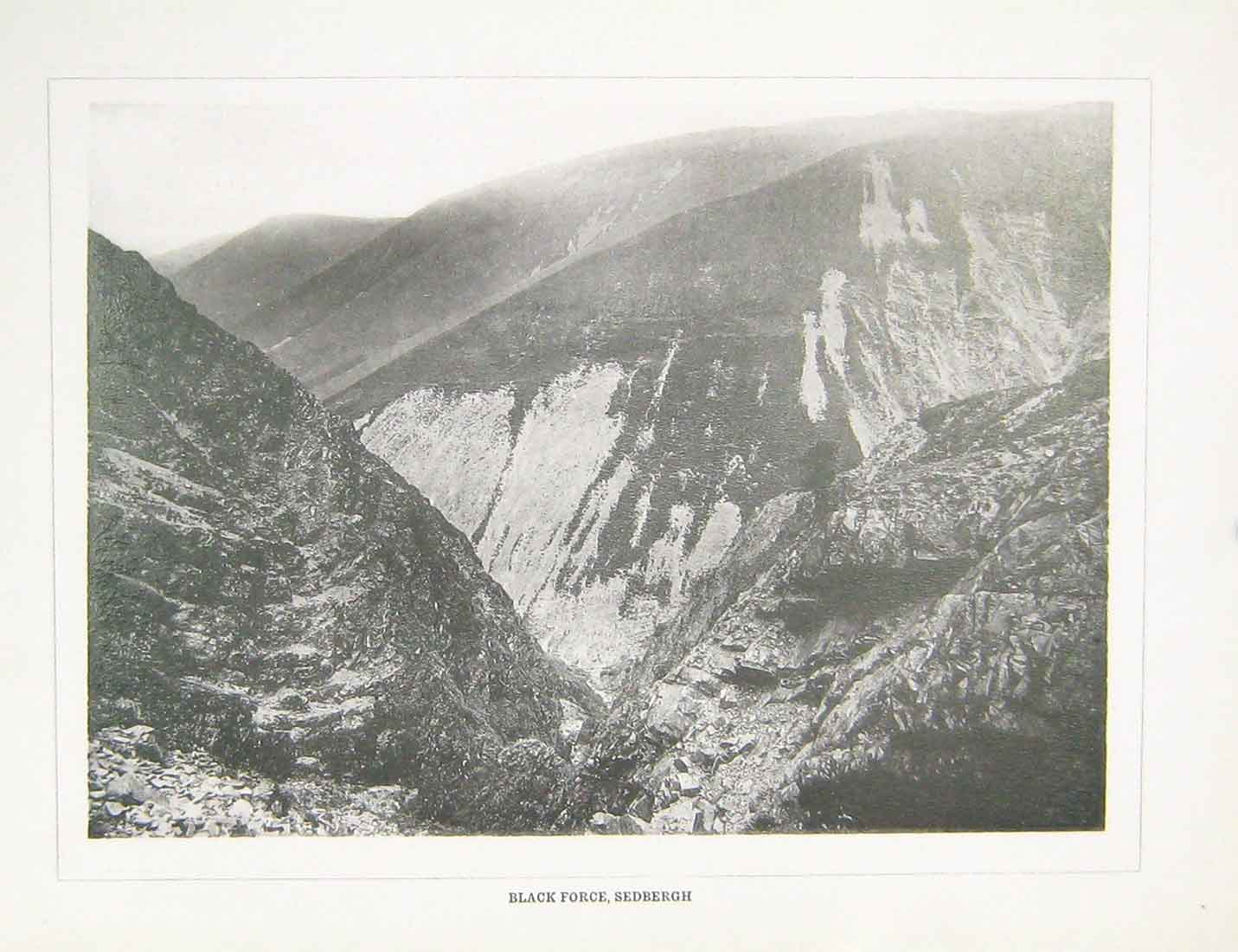 Antique Old Print Black Force Ulldale Falls Middleton Bridge Sedburgh Dent