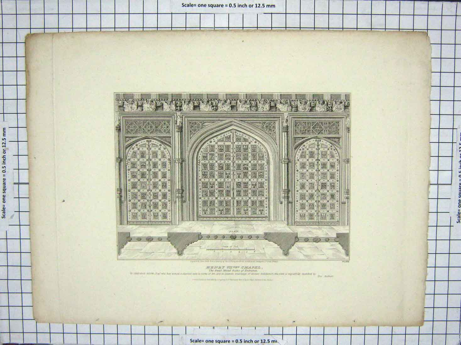 Old Antique Print 1808 Great Metal Gates Henry Vii Chapel Thompson Smith 19th