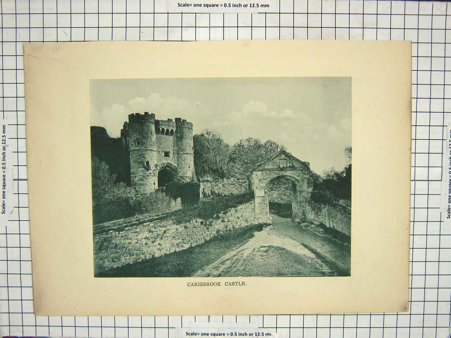 Original Old Antique Print Carisbrook Castle Architecture Tower