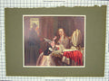 Original Old Antique Print Colour Beautiful Lady Dog Letter Dress