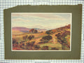 Original Old Antique Print Colour Mountains Countryside Trees Fields