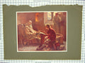 Original Old Antique Print Colour Holy Man Religion Writing Letter