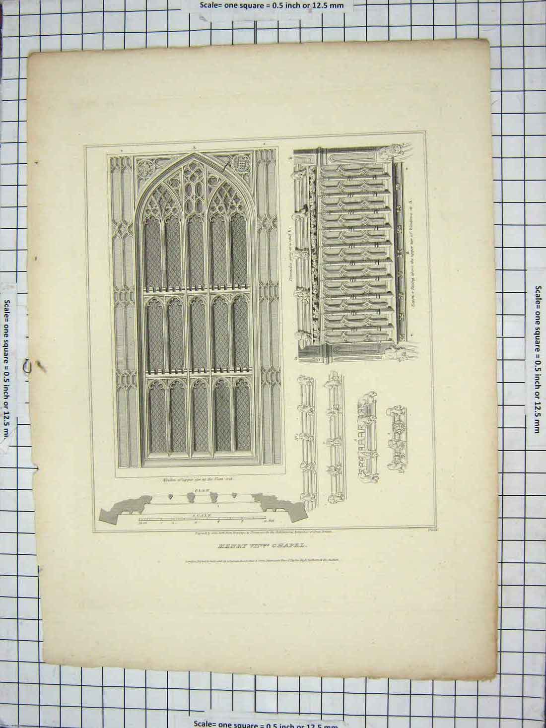 Original Old Antique Print 1808 Henry Vii Chapel Architecture Thompson Roffe