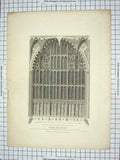 Original Old Antique Print 1808 Western Window Henry Vii Chapel Architecture