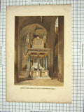 Original Old Antique Print Colour Tomb Mary Queen Scots Westminster Abbey
