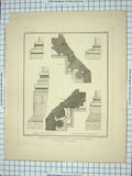 Original Old Antique Print 1839 Profiles Sections Norman Church Architecture