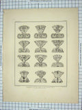 Old Antique Print 1839 Ornaments Bases Norman Crypt Architecture Browne 19th