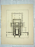 Original Old Antique Print 1838 Plan Saxon Norman Present Choir John Browne