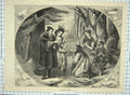Original Old Antique Print Winter Scene Poor Family Begging Forest