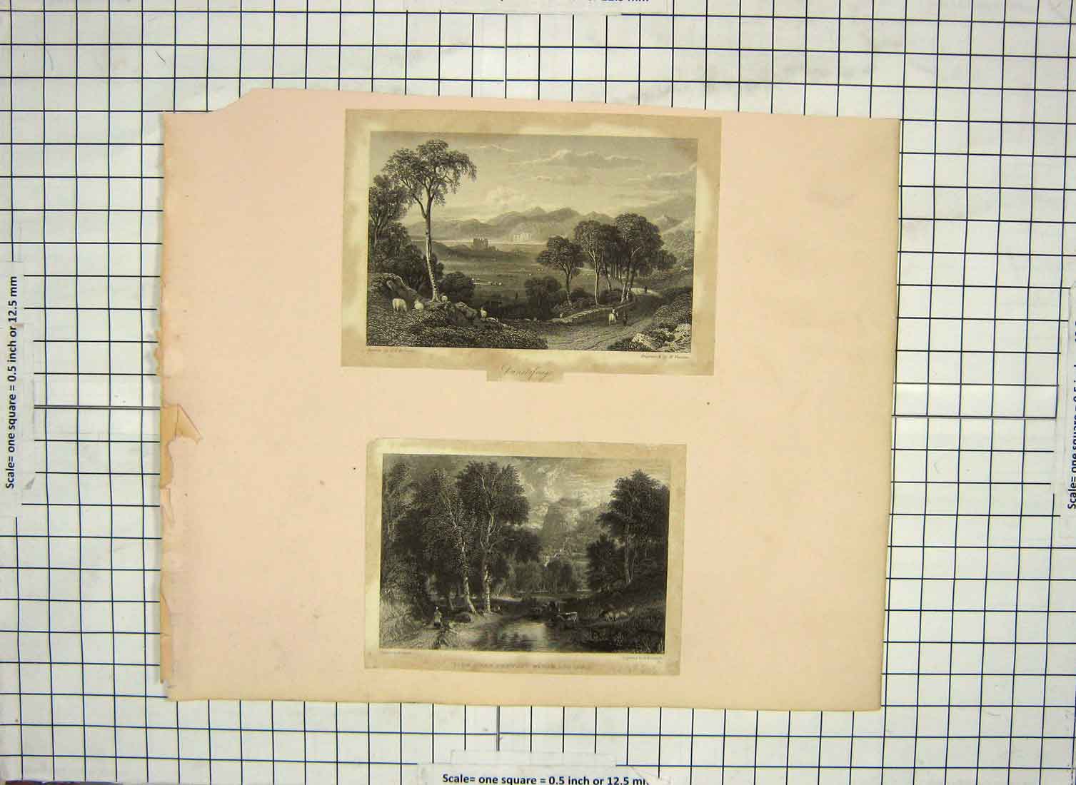 Original Old Antique Print Engraving Finden Dunstafrage Brandard Derwent Lodore