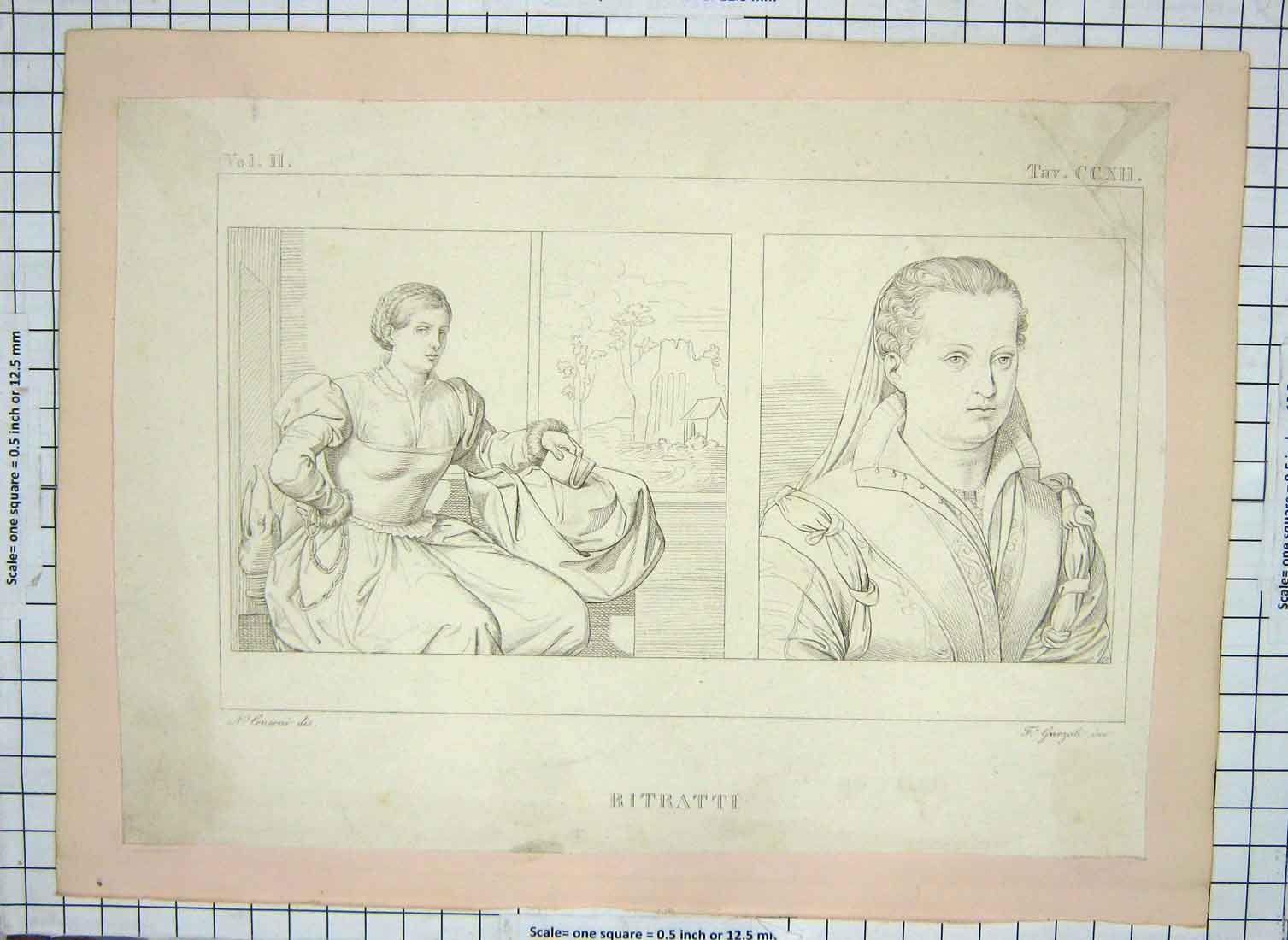 Original Old Antique Print Portrait Beautiful Lady Ritratti Garzoli