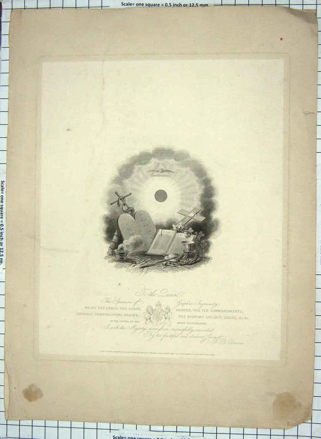 Old Antique Print 1833 Queen Thanksgiving Prayer Illustration Ackermann 19th