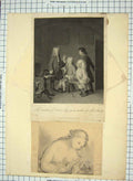 Original Old Antique Print Doctor Parlour Shandy 1809 Haines Engraving Lady