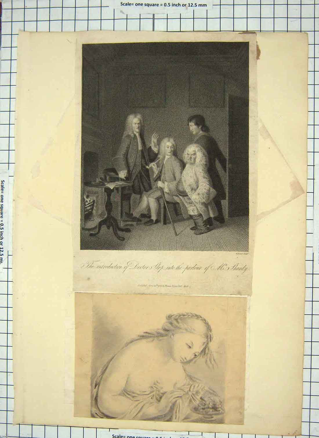 Original Old Antique Print Doctor Parlour Shandy 1809 Haines Engraving Lady