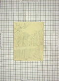 Original Old Antique Print Drawing Sketch House Garden Trees Elizabeth