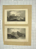 Original Old Antique Print Chepstow Monmouthshire Caerphilli Wallis Engraving
