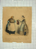 Original Old Antique Print Colour Ladies Broken Milk Jug Young Boy Engraving