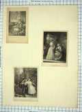Original Old Antique Print Romance Sister Ladies Intercepted Letter Bacon Wood