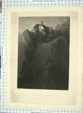 Original Old Antique Print Rock St. Helena Man Delaroche Sharpe Engraving