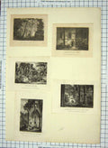 Original Old Antique Print Transept Netley Abbey Window Prout Greig Engraving