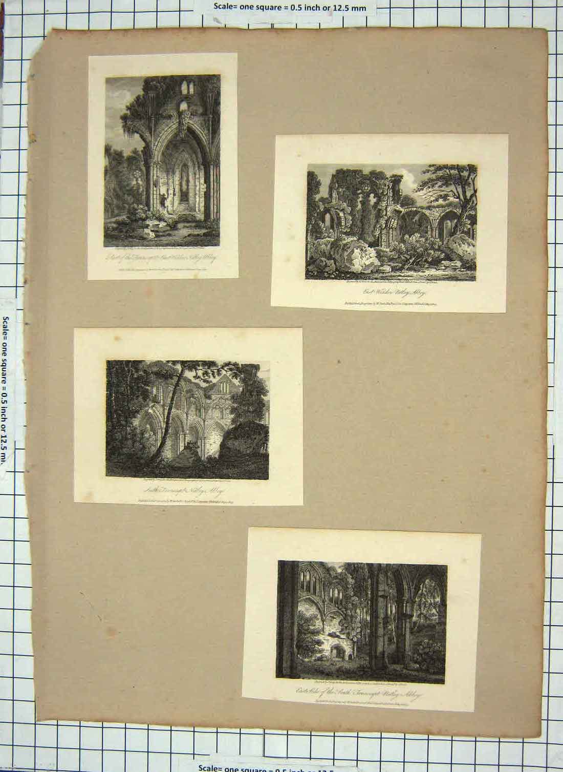 Original Old Antique Print Transept Netley Abbey Architecture Window Prout
