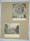 Original Old Antique Print Foot Passengers Subway River Thames India Office