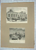 Old Antique Print Tower London River Thames Boats Monkey House Engraving