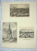 Original Old Antique Print Lonodn Greenwich Railway Victoria Embankment Albert