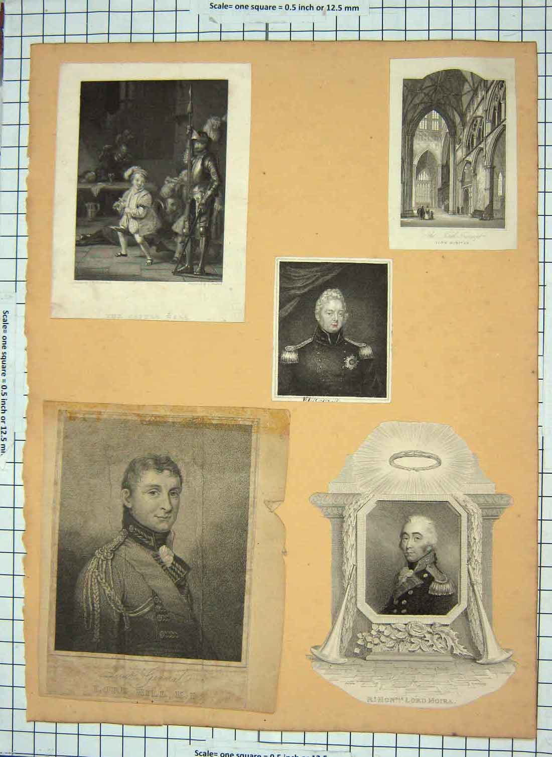 Original Old Antique Print Lord Hill Moira Castle Hall Transept York Minster