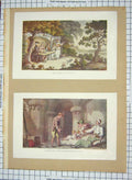 Old Antique Print Fair Penitent Music Domestic Arrangement Prison Colour