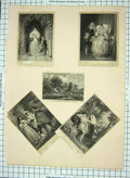 Original Old Antique Print Gipsy Encampment Wilford Bridge Maid Padua Romance